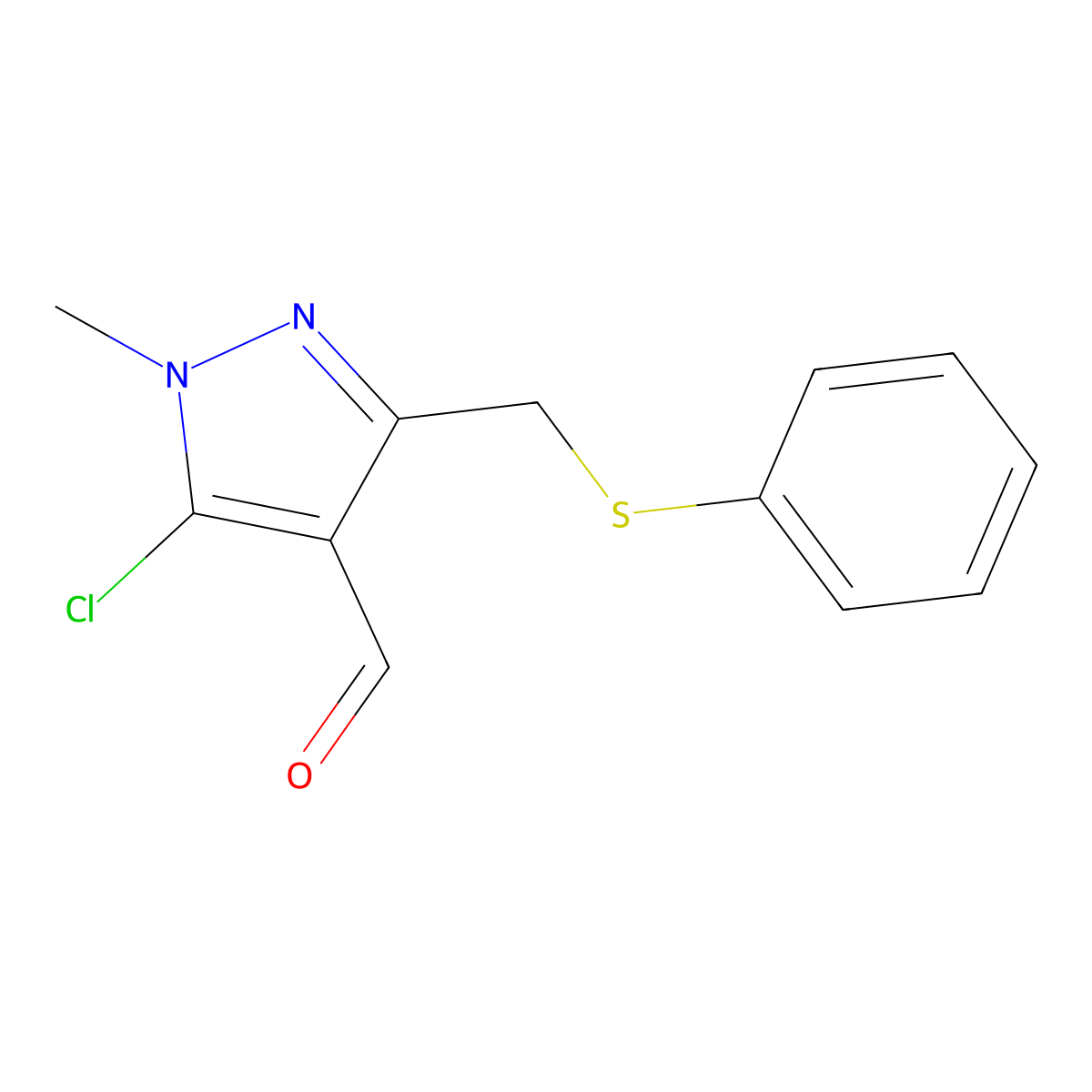 5-chloro-1-methyl-3-[(phenylsulfanyl)methyl]-1H-pyrazole-4-carbaldehyde molecular structure, CAS 318234-26-3