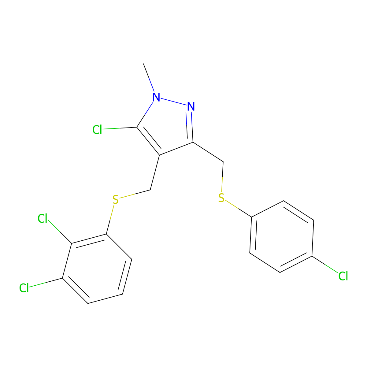 (5-chloro-3-{[(4-chlorophenyl)sulfanyl]methyl}-1-methyl-1H-pyrazol-4-yl)methyl 2,3-dichlorophenyl sulfide molecular structure, CAS 318234-37-6