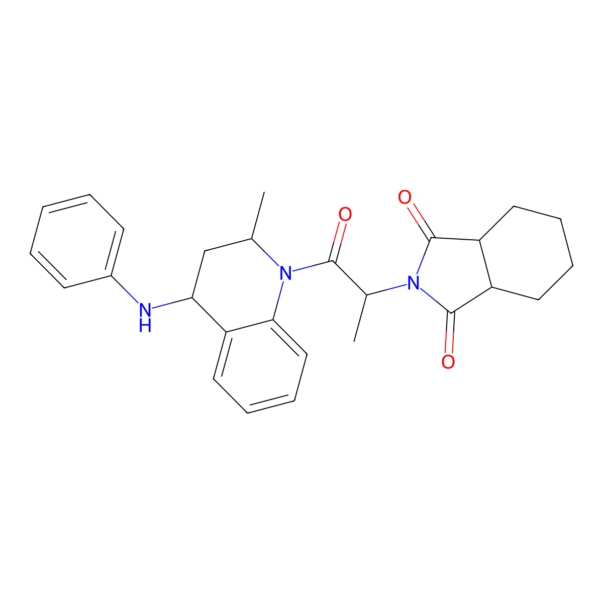 2-(1-methyl-2-(2-methyl-4-(phenylamino)-3,4-dihydro-1(2H)-quinolinyl)-2-oxoethyl)hexahydro-1H-isoindole-1,3(2H)-dione molecular structure, CAS 318235-42-6