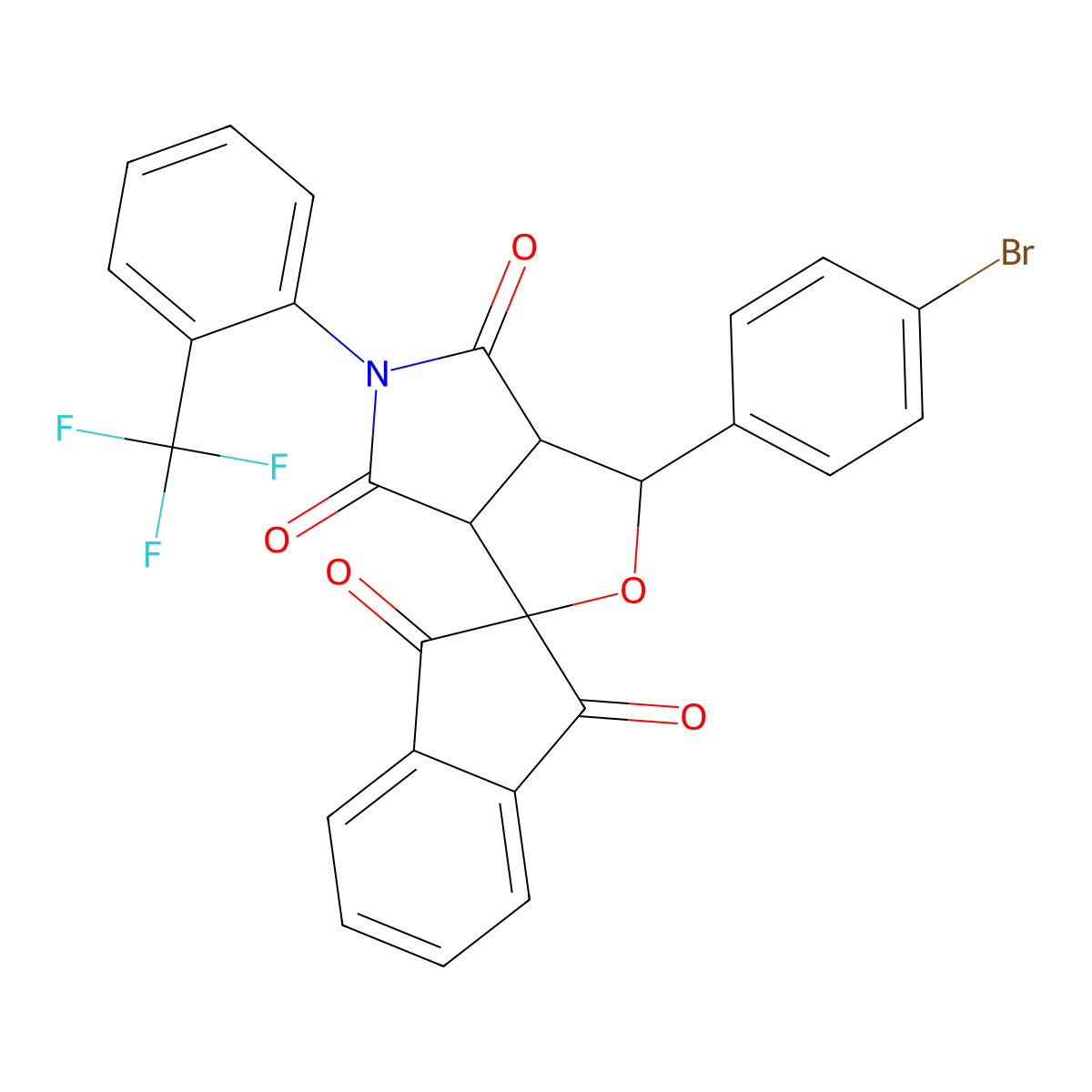1-(4-bromophenyl)-5-[2-(trifluoromethyl)phenyl]spiro[3a,6a-dihydro-1H-furo[3,4-c]pyrrole-3,2'-indene]-1',3',4,6-tetrone molecular structure, CAS 318235-54-0