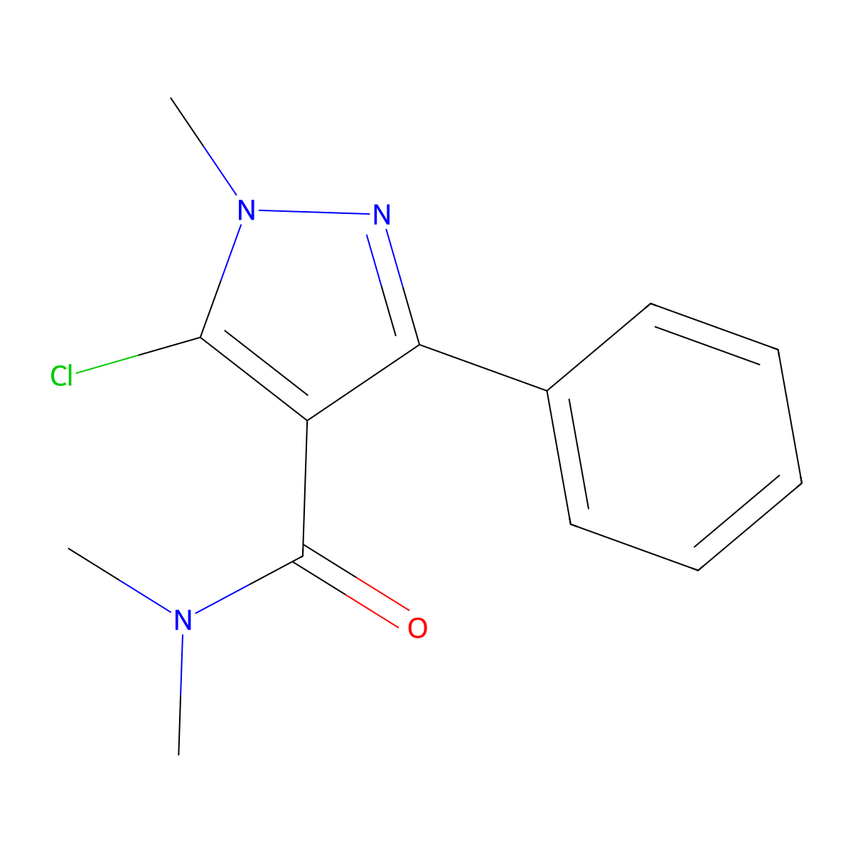 5-chloro-N,N,1-trimethyl-3-phenyl-1H-pyrazole-4-carboxamide molecular structure, CAS 318237-84-2