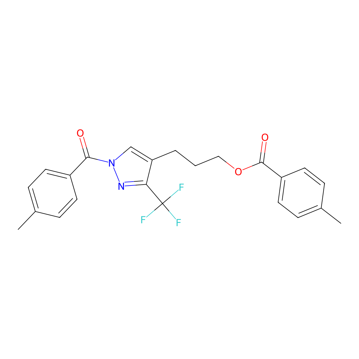 3-[1-(4-Methylbenzoyl)-3-(trifluoromethyl)pyrazol-4-yl]propyl 4-methylbenzoate molecular structure, CAS 318237-85-3