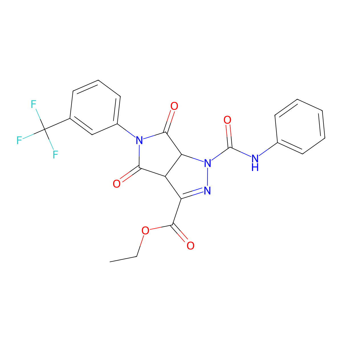 Ethyl 1-(anilinocarbonyl)-4,6-dioxo-5-[3-(trifluoromethyl)phenyl]-1,3a,4,5,6,6a-hexahydropyrrolo[3,4-c]pyrazole-3-carboxylate molecular structure, CAS 318237-86-4
