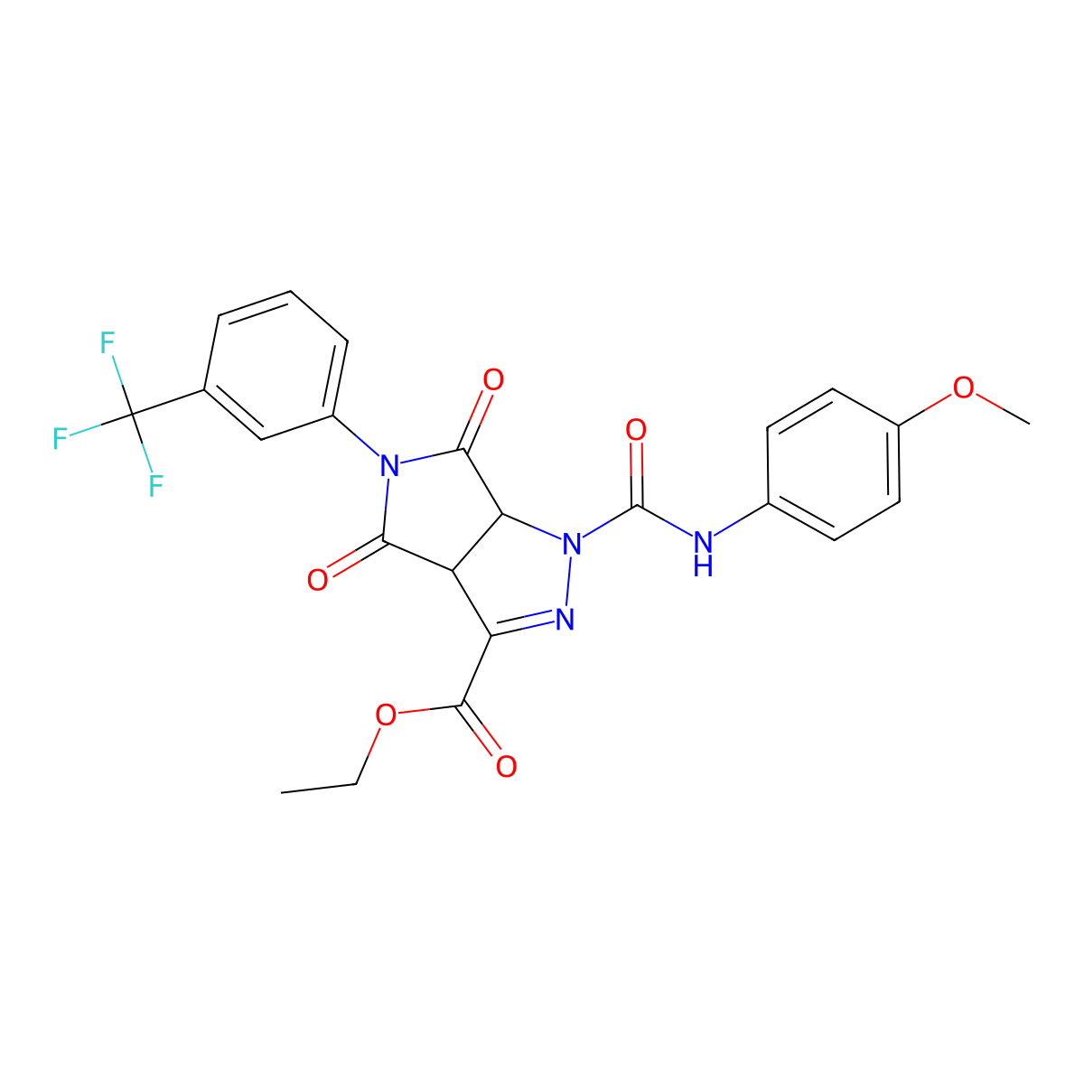 Ethyl 1-[(4-methoxyanilino)carbonyl]-4,6-dioxo-5-[3-(trifluoromethyl)phenyl]-1,3a,4,5,6,6a-hexahydropyrrolo[3,4-c]pyrazole-3-carboxylate molecular structure, CAS 318237-90-0