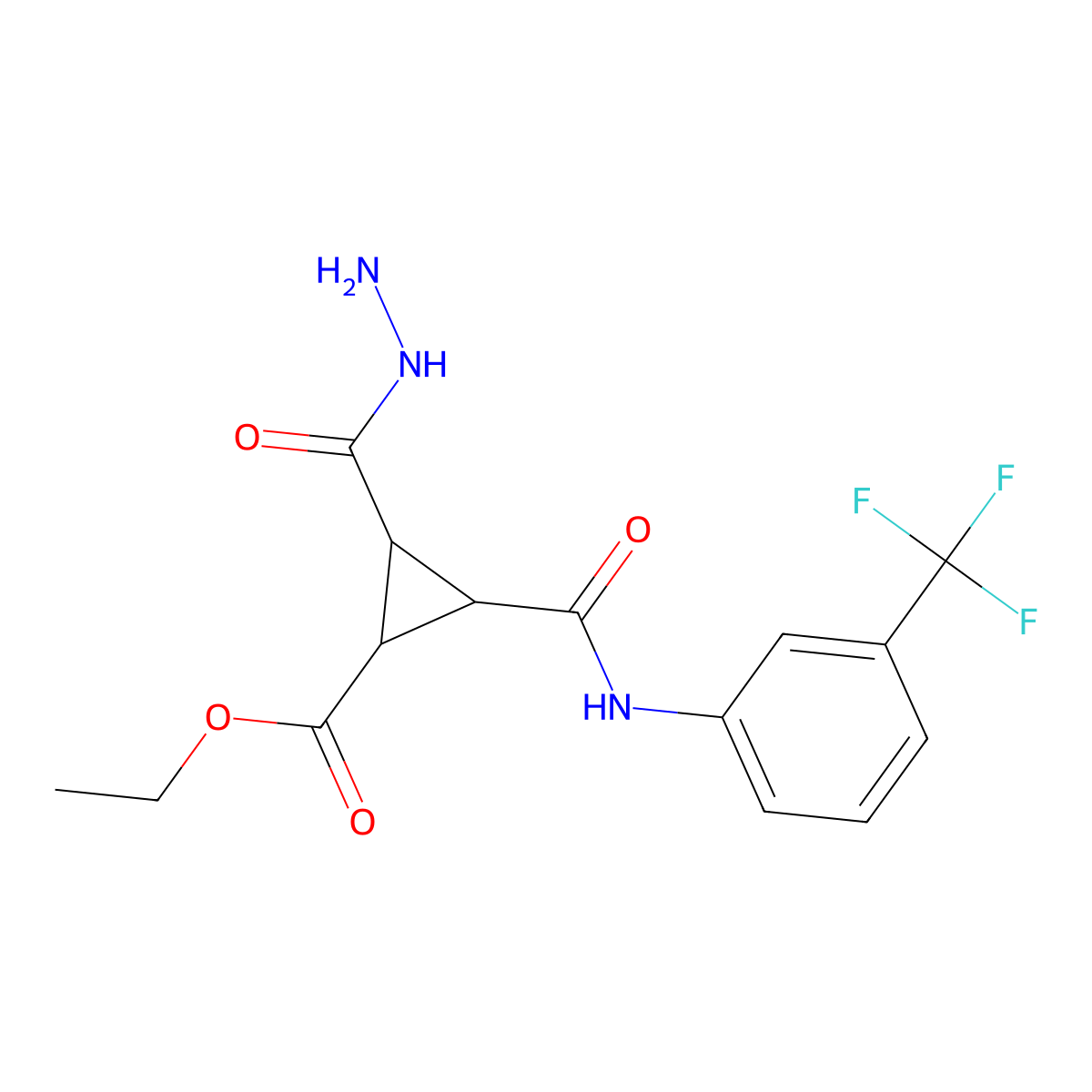 Ethyl 2-(hydrazinocarbonyl)-3-{[3-(trifluoromethyl)anilino]carbonyl}cyclopropanecarboxylate molecular structure, CAS 318237-91-1