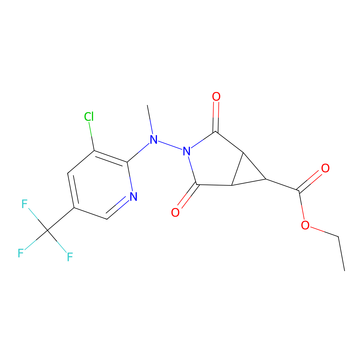 Ethyl 3-[[3-chloro-5-(trifluoromethyl)-2-pyridinyl](methyl)amino]-2,4-dioxo-3-azabicyclo[3.1.0]hexane-6-carboxylate molecular structure, CAS 318237-93-3