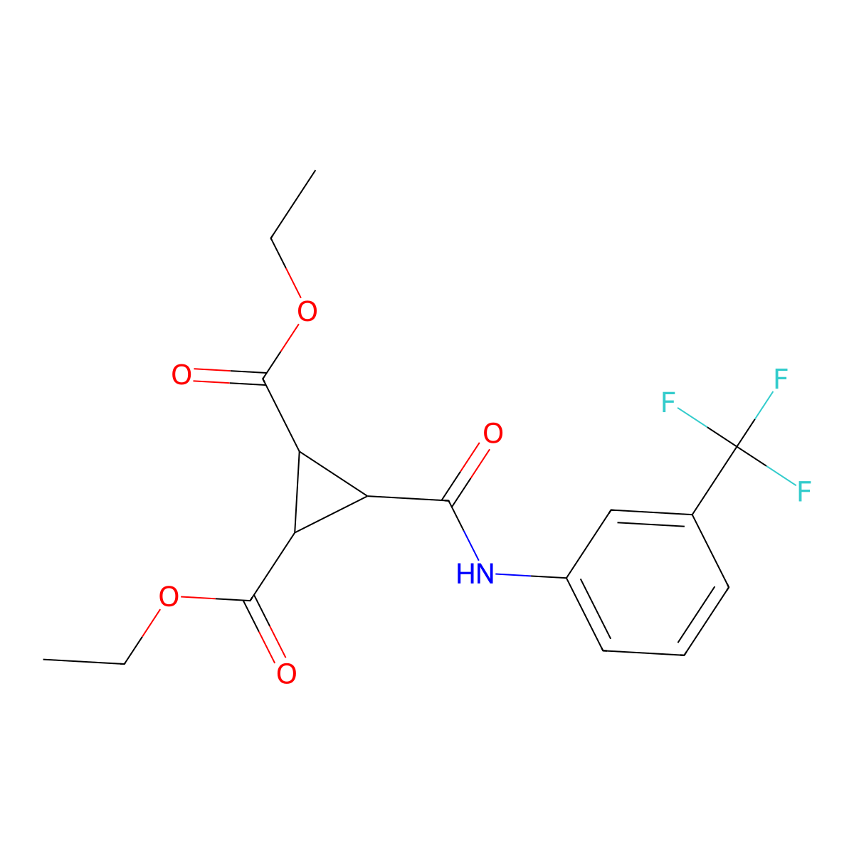Diethyl 3-{[3-(trifluoromethyl)anilino]carbonyl}-1,2-cyclopropanedicarboxylate molecular structure, CAS 318237-96-6