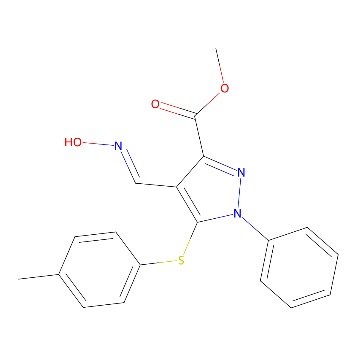 methyl 4-[(hydroxyimino)methyl]-5-[(4-methylphenyl)sulfanyl]-1-phenyl-1H-pyrazole-3-carboxylate molecular structure, CAS 318238-01-6