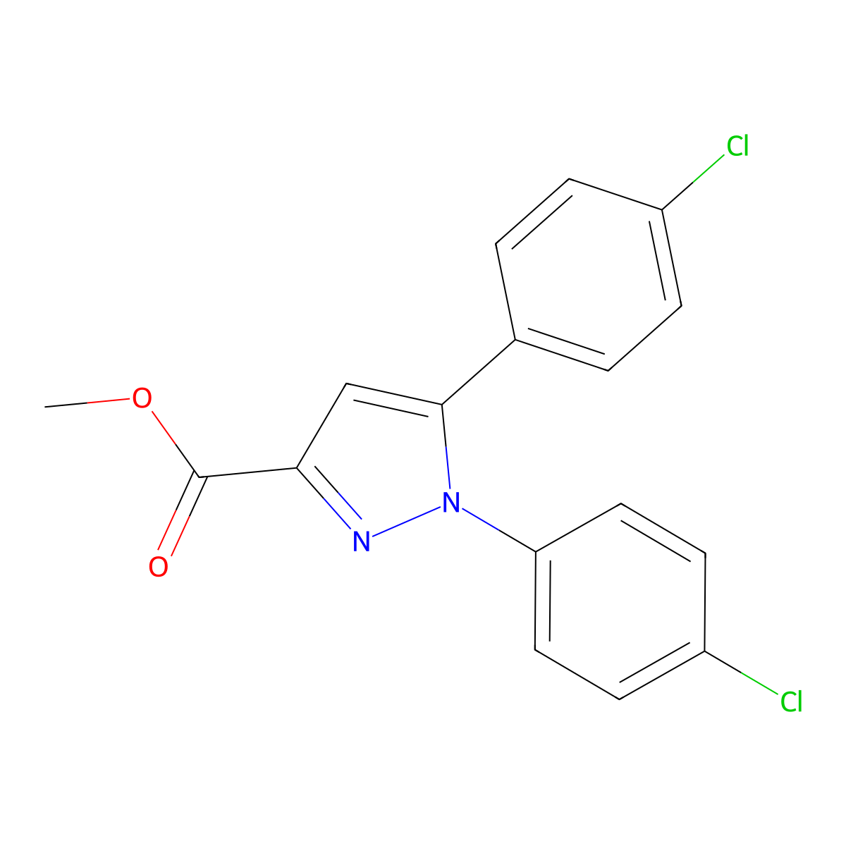 methyl 1,5-bis(4-chlorophenyl)-1H-pyrazole-3-carboxylate molecular structure, CAS 318238-05-0