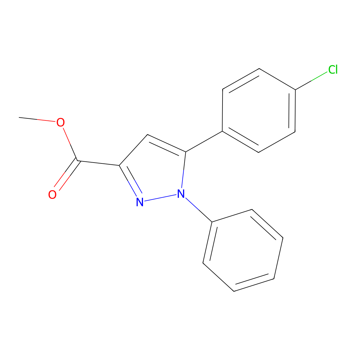 methyl 5-(4-chlorophenyl)-1-phenyl-1H-pyrazole-3-carboxylate molecular structure, CAS 318238-06-1