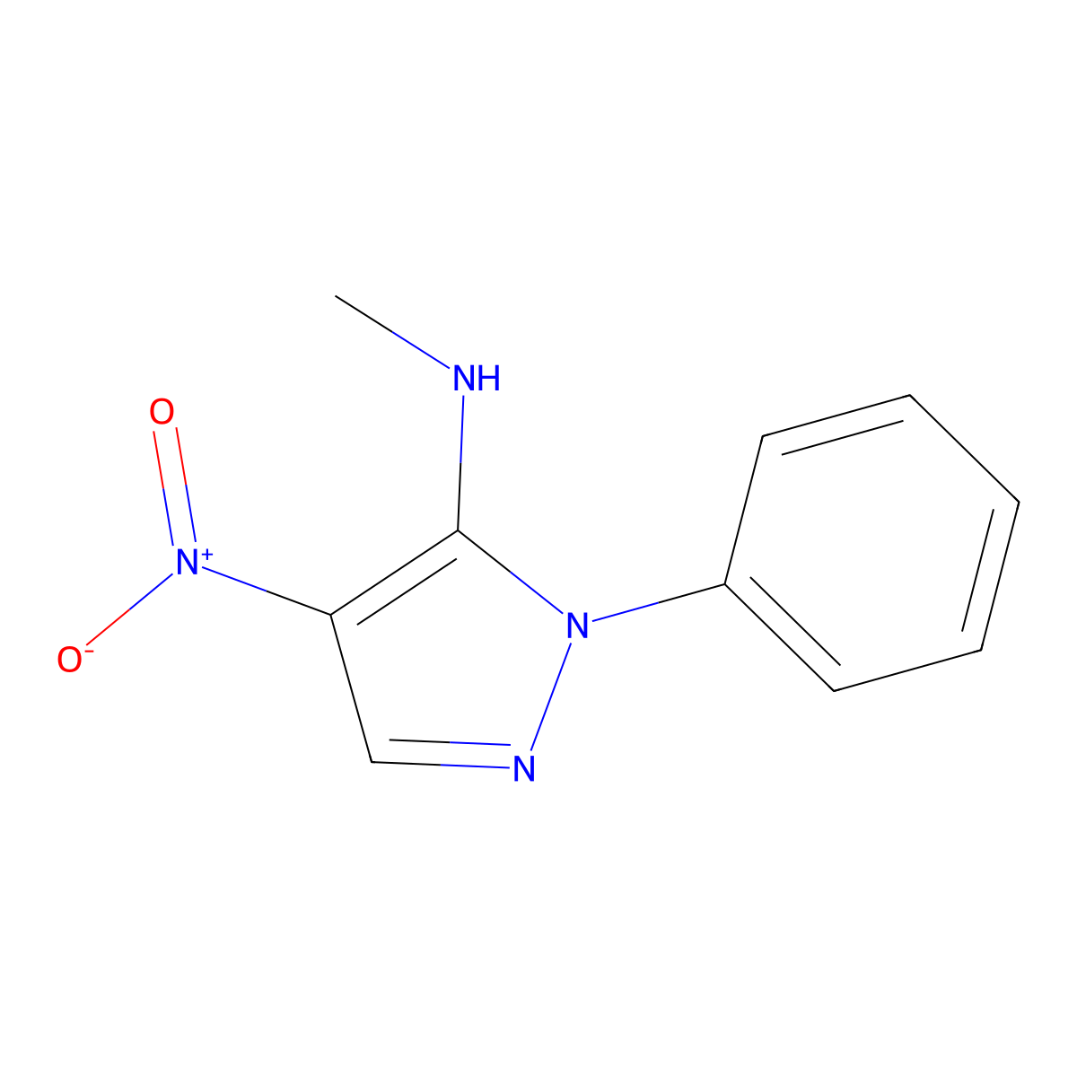 N-methyl-4-nitro-1-phenyl-1H-pyrazol-5-amine molecular structure, CAS 318238-07-2