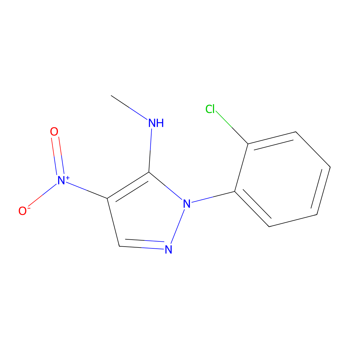 1-(2-chlorophenyl)-N-methyl-4-nitro-1H-pyrazol-5-amine molecular structure, CAS 318238-10-7