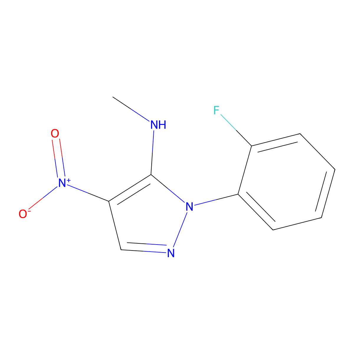 1-(2-fluorophenyl)-N-methyl-4-nitro-1H-pyrazol-5-amine molecular structure, CAS 318238-11-8
