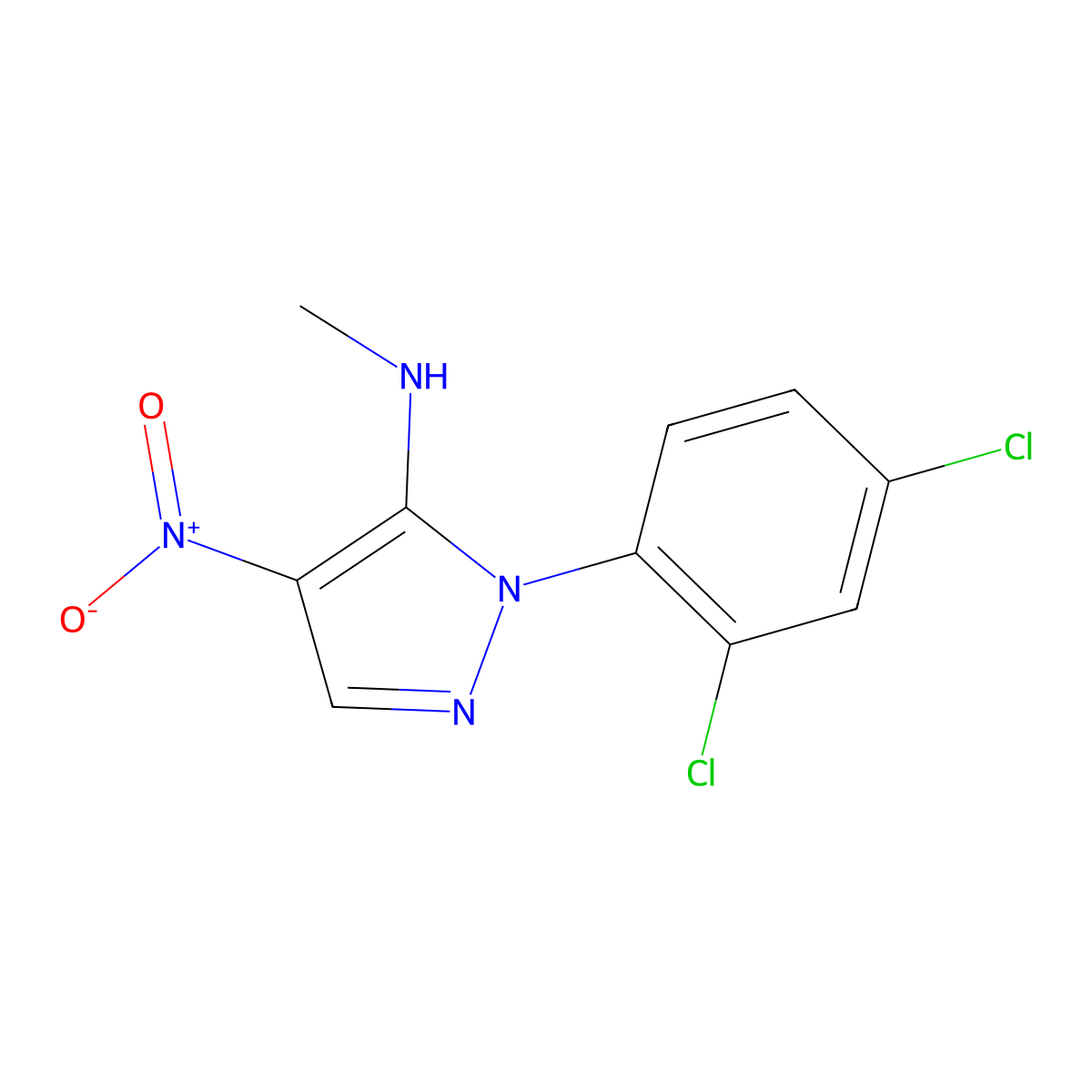 1-(2,4-dichlorophenyl)-N-methyl-4-nitro-1H-pyrazol-5-amine molecular structure, CAS 318238-13-0