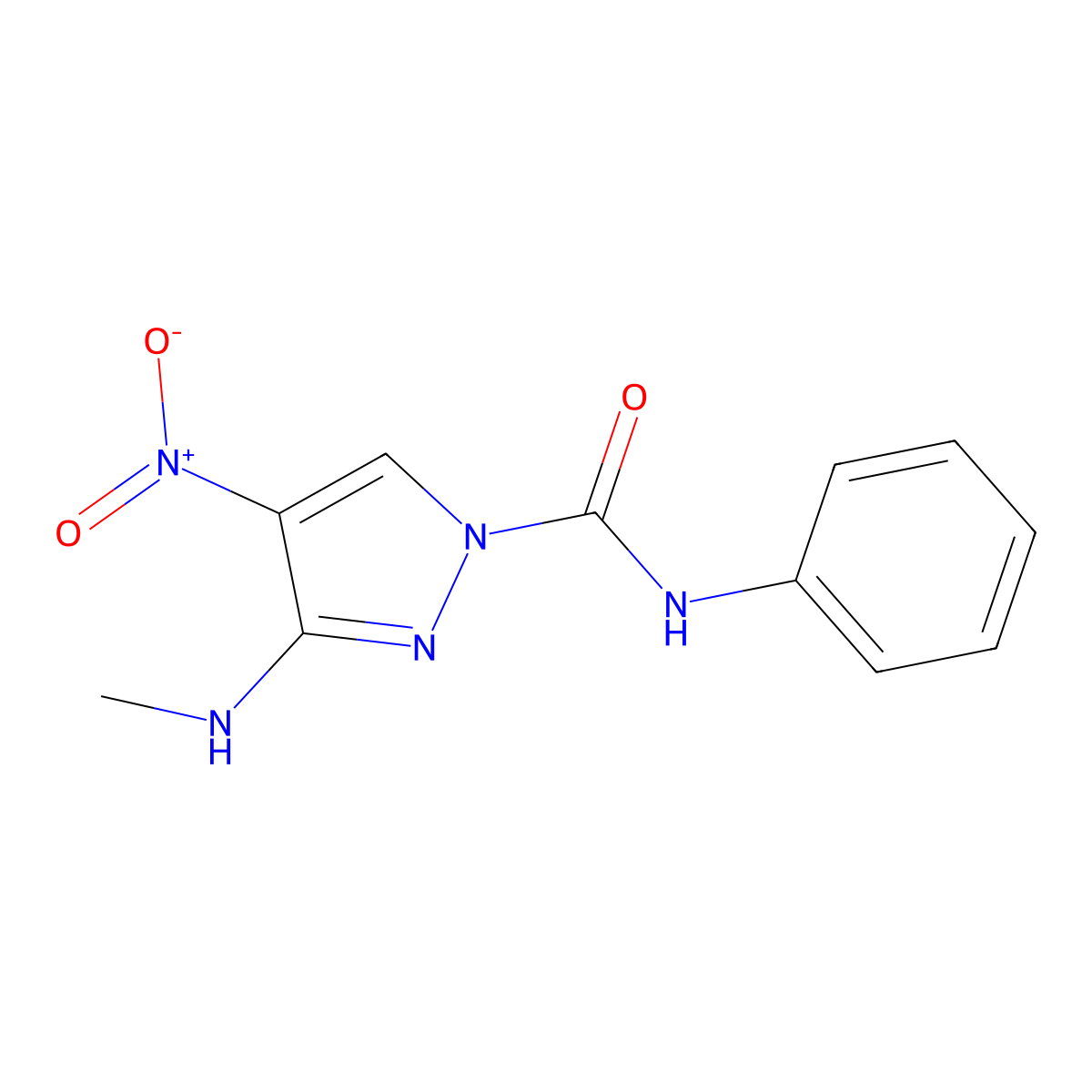 3-(methylamino)-4-nitro-N-phenyl-1H-pyrazole-1-carboxamide molecular structure, CAS 318238-14-1