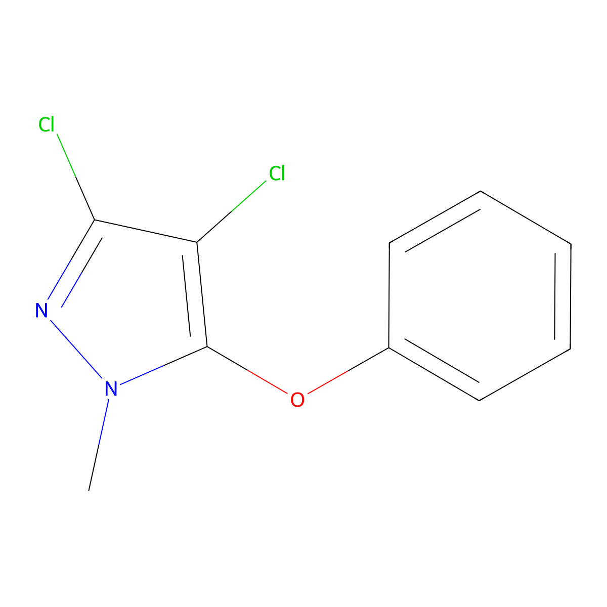 3,4-Dichloro-1-Methyl-5-Phenoxy-1H-Pyrazole molecular structure, CAS 318238-15-2