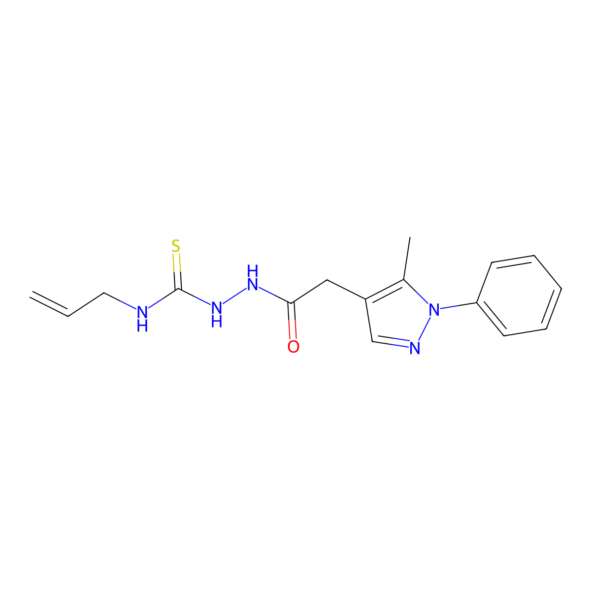 N-allyl-2-[2-(5-methyl-1-phenyl-1H-pyrazol-4-yl)acetyl]-1-hydrazinecarbothioamide molecular structure, CAS 318238-16-3