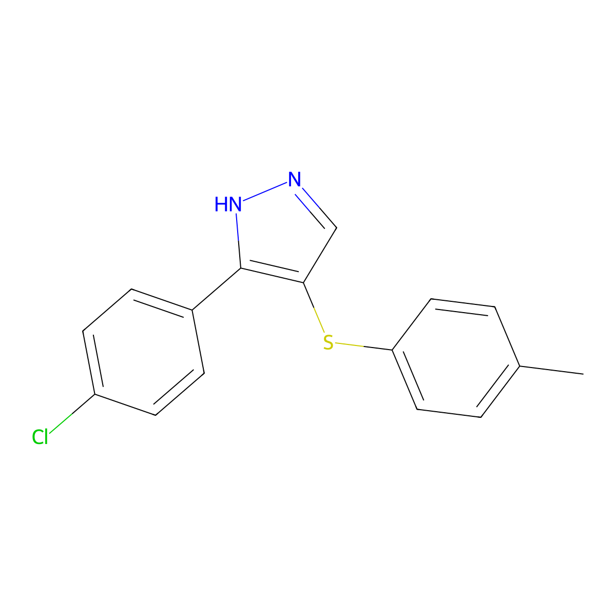 3-(4-chlorophenyl)-4-[(4-methylphenyl)sulfanyl]-1H-pyrazole molecular structure, CAS 318238-18-5