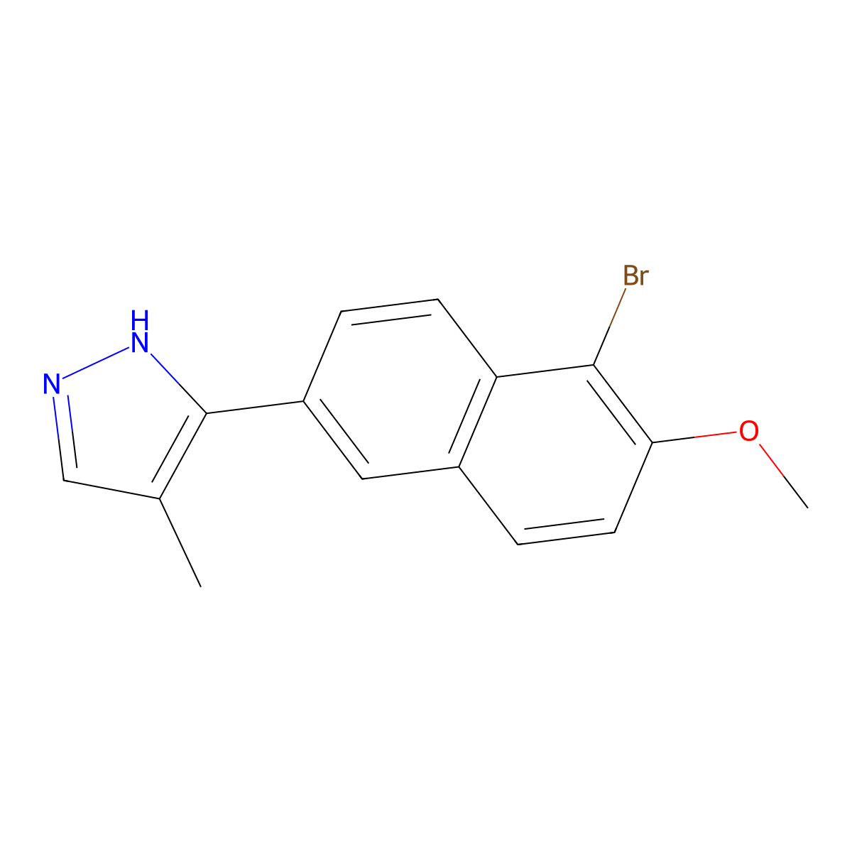 3-(5-bromo-6-methoxy-2-naphthyl)-4-methyl-1H-pyrazole molecular structure, CAS 318239-43-9