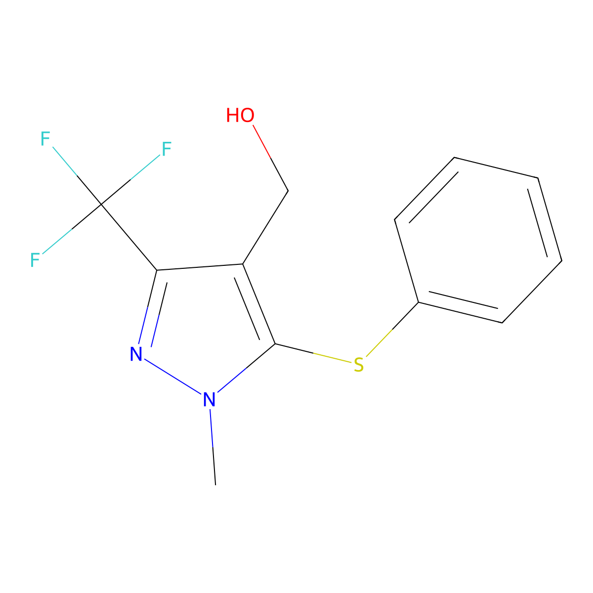 [1-Methyl-5-(phenylsulfanyl)-3-(trifluoromethyl)-1H-pyrazol-4-yl]methanol molecular structure, CAS 318239-51-9