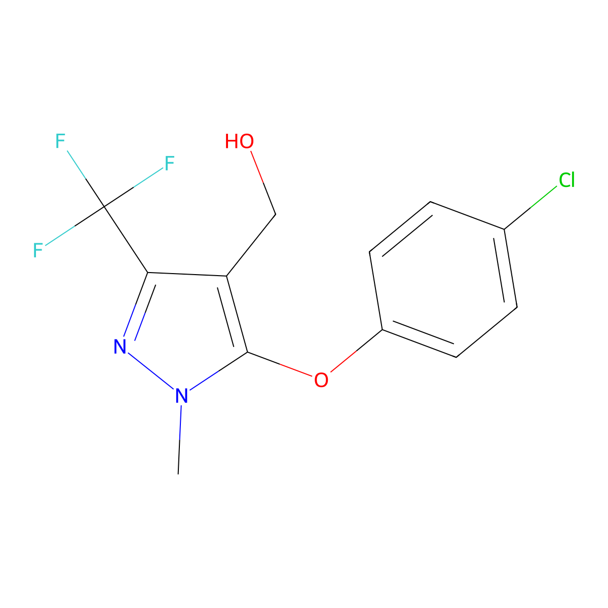[5-(4-Chlorophenoxy)-1-methyl-3-(trifluoromethyl)-1H-pyrazol-4-yl]methanol molecular structure, CAS 318239-67-7