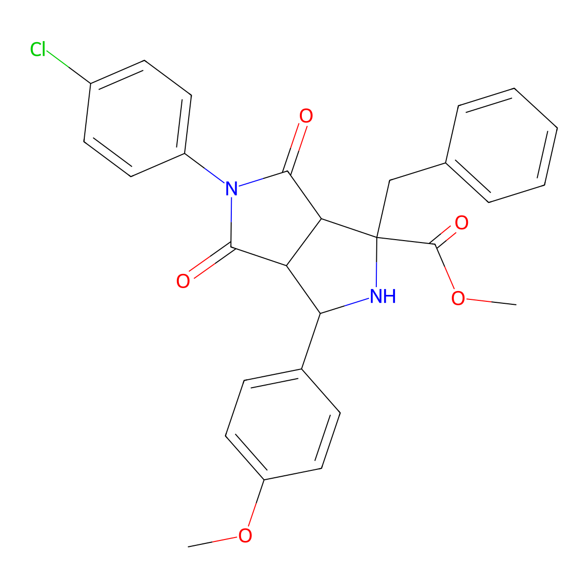 Methyl 1-benzyl-5-(4-chlorophenyl)-3-(4-methoxyphenyl)-4,6-dioxooctahydropyrrolo[3,4-c]pyrrole-1-carboxylate molecular structure, CAS 318239-70-2