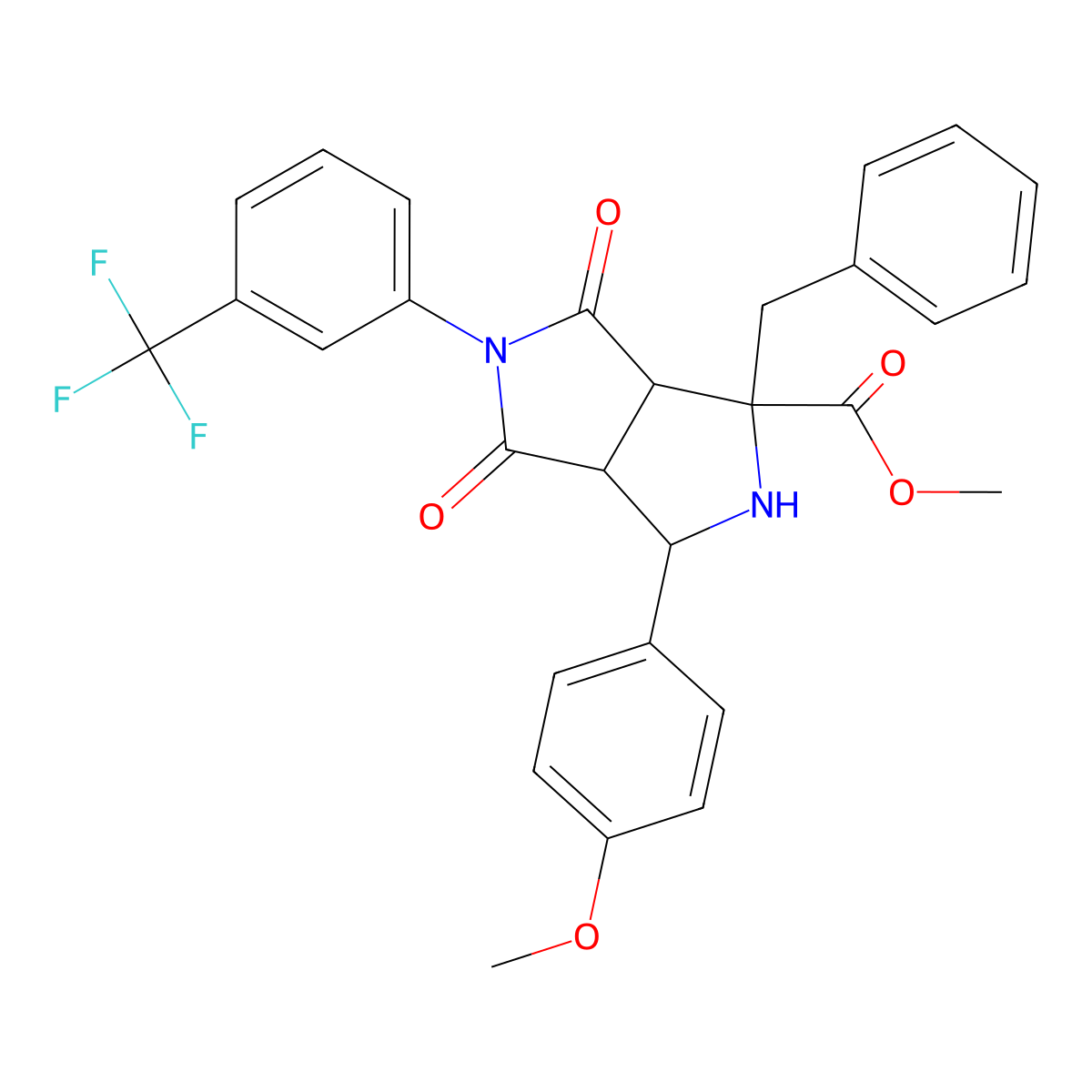 Methyl 1-benzyl-3-(4-methoxyphenyl)-4,6-dioxo-5-[3-(trifluoromethyl)phenyl]octahydropyrrolo[3,4-c]pyrrole-1-carboxylate molecular structure, CAS 318239-71-3