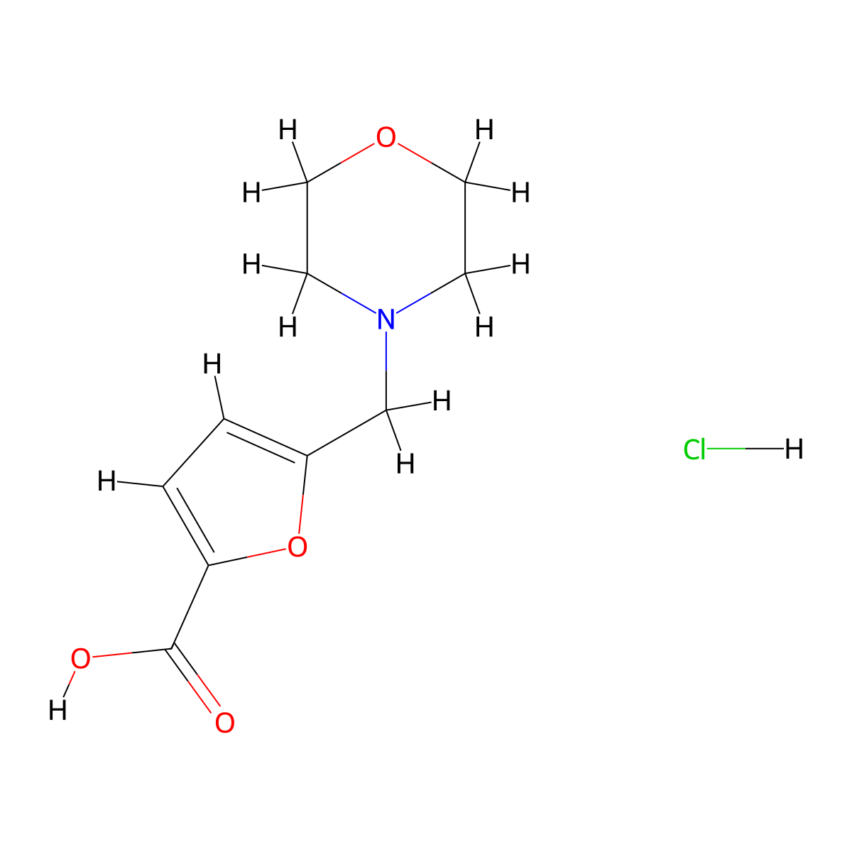5-((Morpholin-4-yl)methyl)furan-2-carboxylic acid hydrochloride molecular structure, CAS 318245-46-4