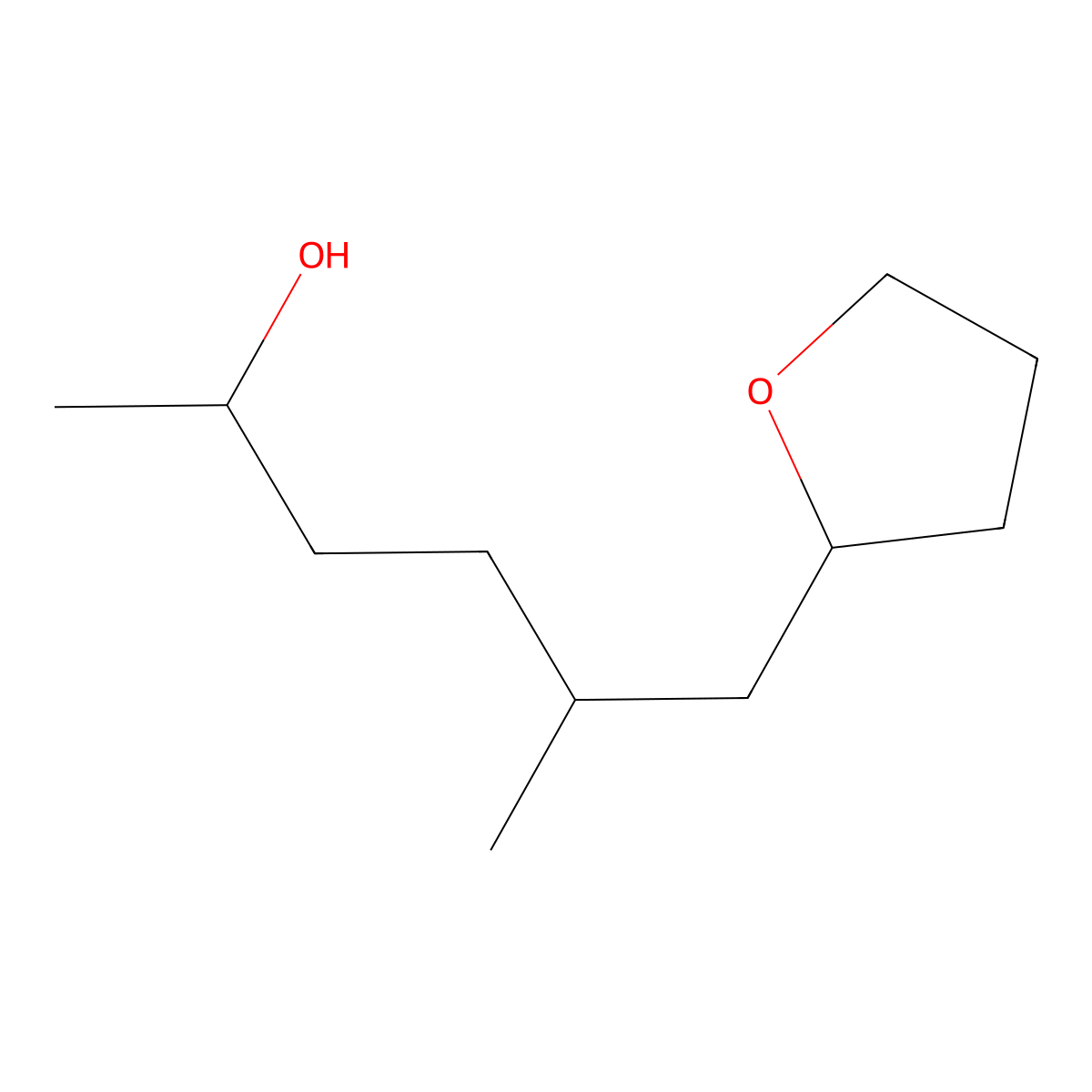 5-Methyl-6-(oxolan-2-yl)hexan-2-ol molecular structure, CAS 318245-47-5