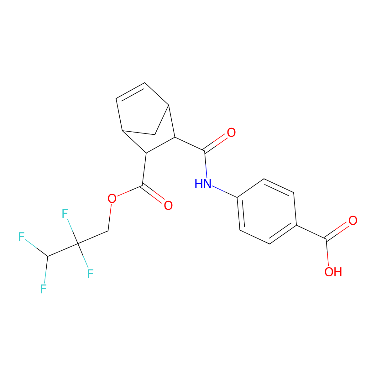 4-[({3-[(2,2,3,3-Tetrafluoropropoxy)carbonyl]bicyclo[2.2.1]hept-5-en-2-yl}carbonyl)amino]benzoic acid molecular structure, CAS 318245-48-6