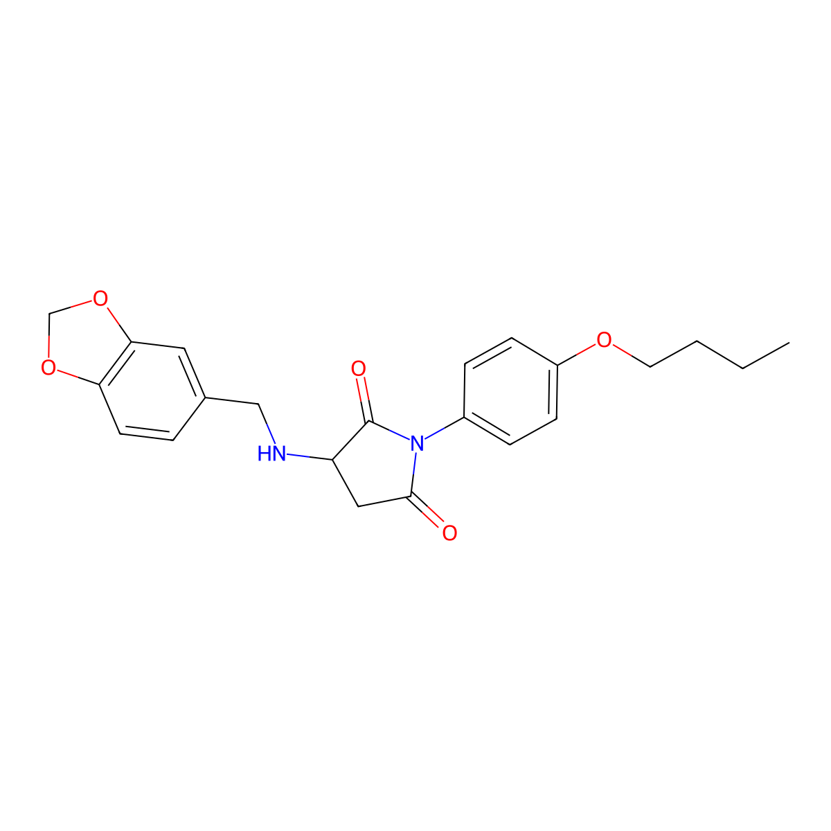 3-(1,3-Benzodioxol-5-ylmethylamino)-1-(4-butoxyphenyl)pyrrolidine-2,5-dione molecular structure, CAS 318245-53-3