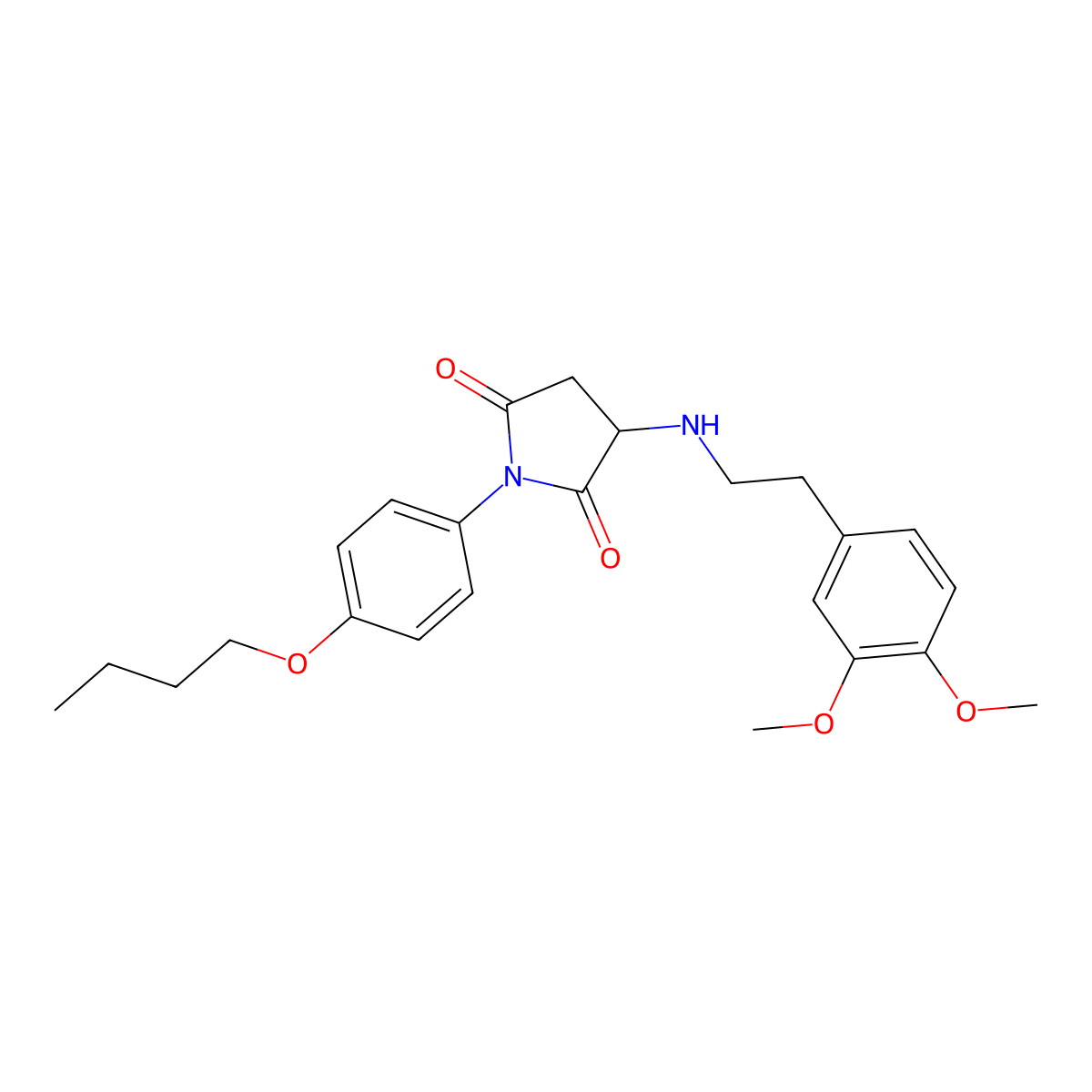 1-(4-Butoxyphenyl)-3-[2-(3,4-dimethoxyphenyl)ethylamino]pyrrolidine-2,5-dione molecular structure, CAS 318245-66-8