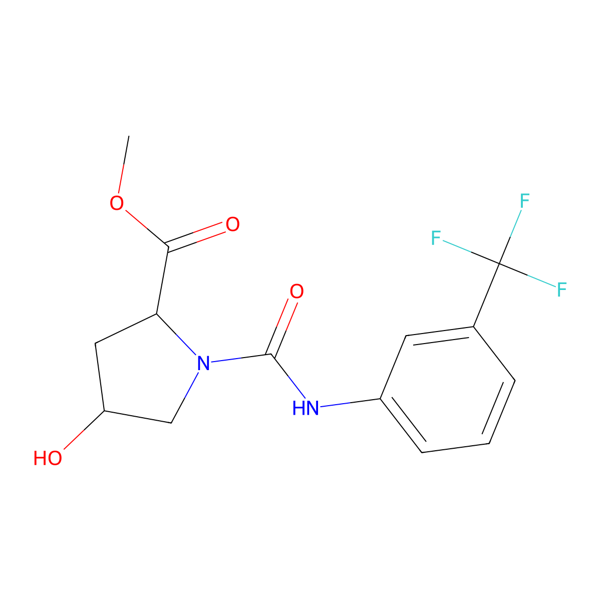 Methyl 4-hydroxy-1-{[3-(trifluoromethyl)anilino]carbonyl}-2-pyrrolidinecarboxylate molecular structure, CAS 318247-30-2