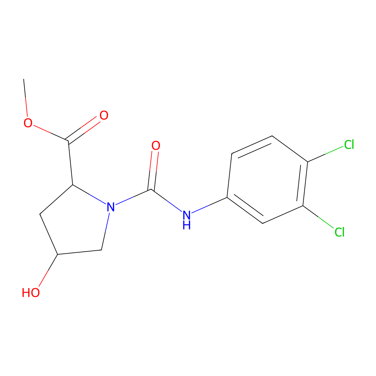 Methyl 1-[(3,4-dichloroanilino)carbonyl]-4-hydroxy-2-pyrrolidinecarboxylate molecular structure, CAS 318247-31-3