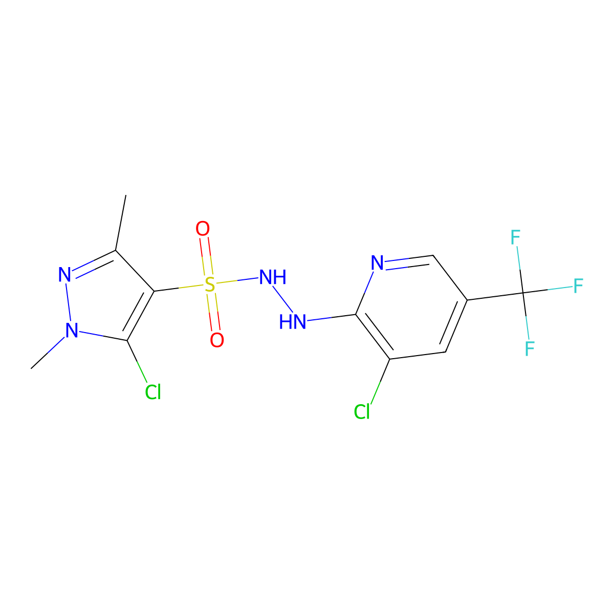 5-chloro-N'-[3-chloro-5-(trifluoromethyl)-2-pyridinyl]-1,3-dimethyl-1H-pyrazole-4-sulfonohydrazide molecular structure, CAS 318247-32-4