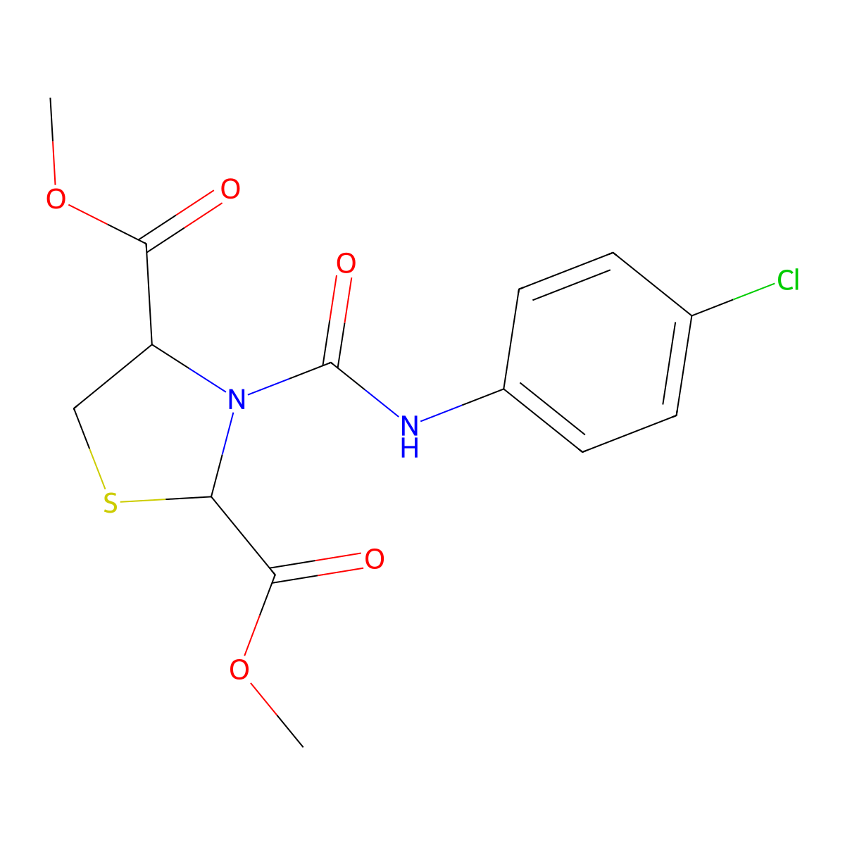 Dimethyl 3-[(4-chloroanilino)carbonyl]-1,3-thiazolane-2,4-dicarboxylate molecular structure, CAS 318247-35-7