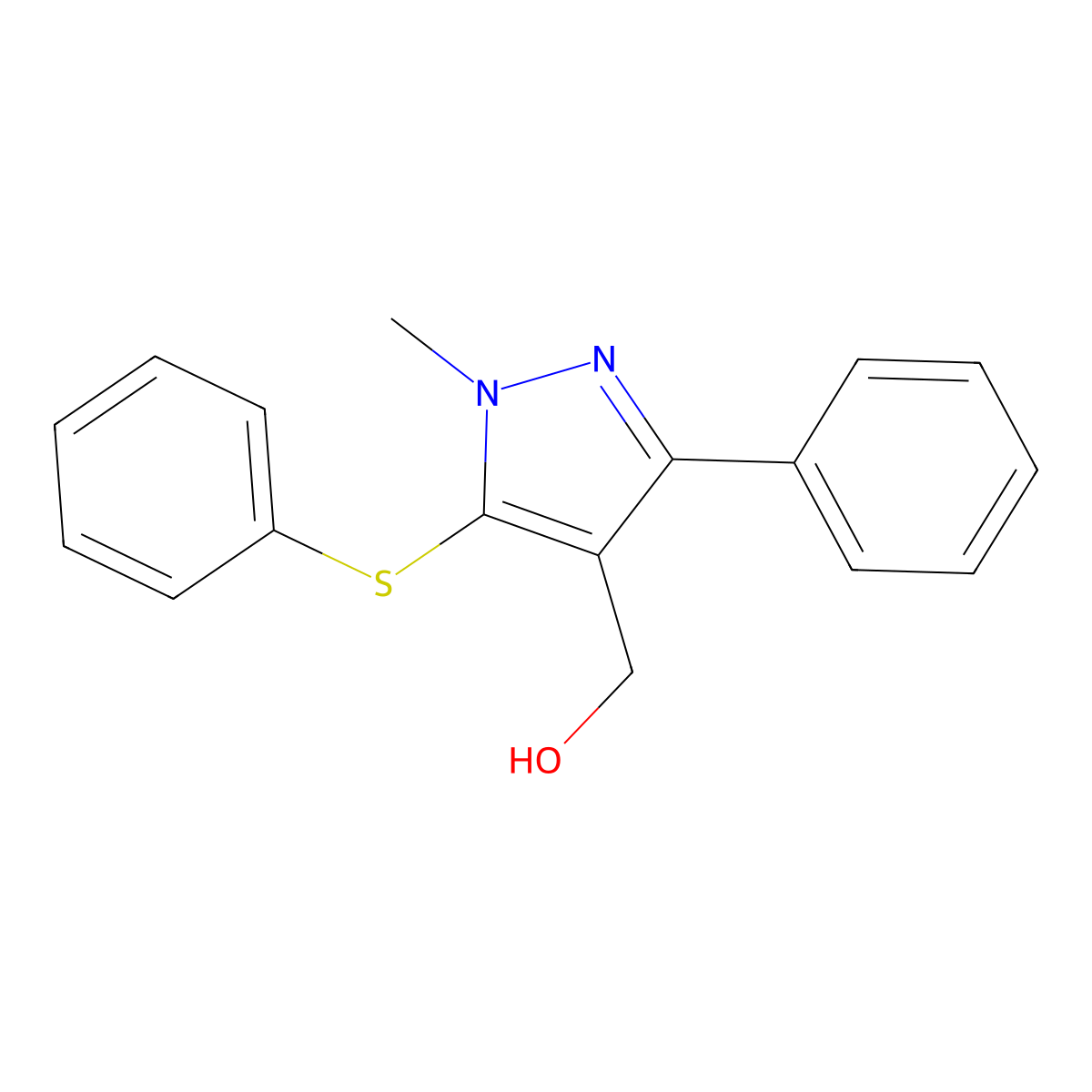 [1-methyl-3-phenyl-5-(phenylsulfanyl)-1H-pyrazol-4-yl]methanol molecular structure, CAS 318247-55-1