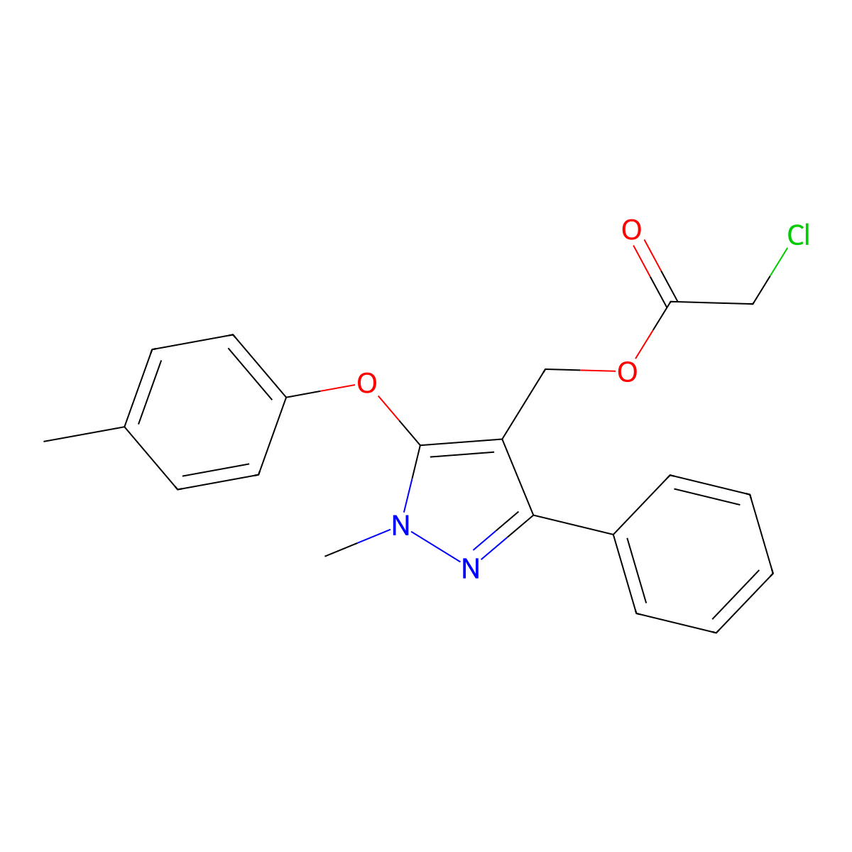[1-methyl-5-(4-methylphenoxy)-3-phenyl-1H-pyrazol-4-yl]methyl 2-chloroacetate molecular structure, CAS 318247-57-3