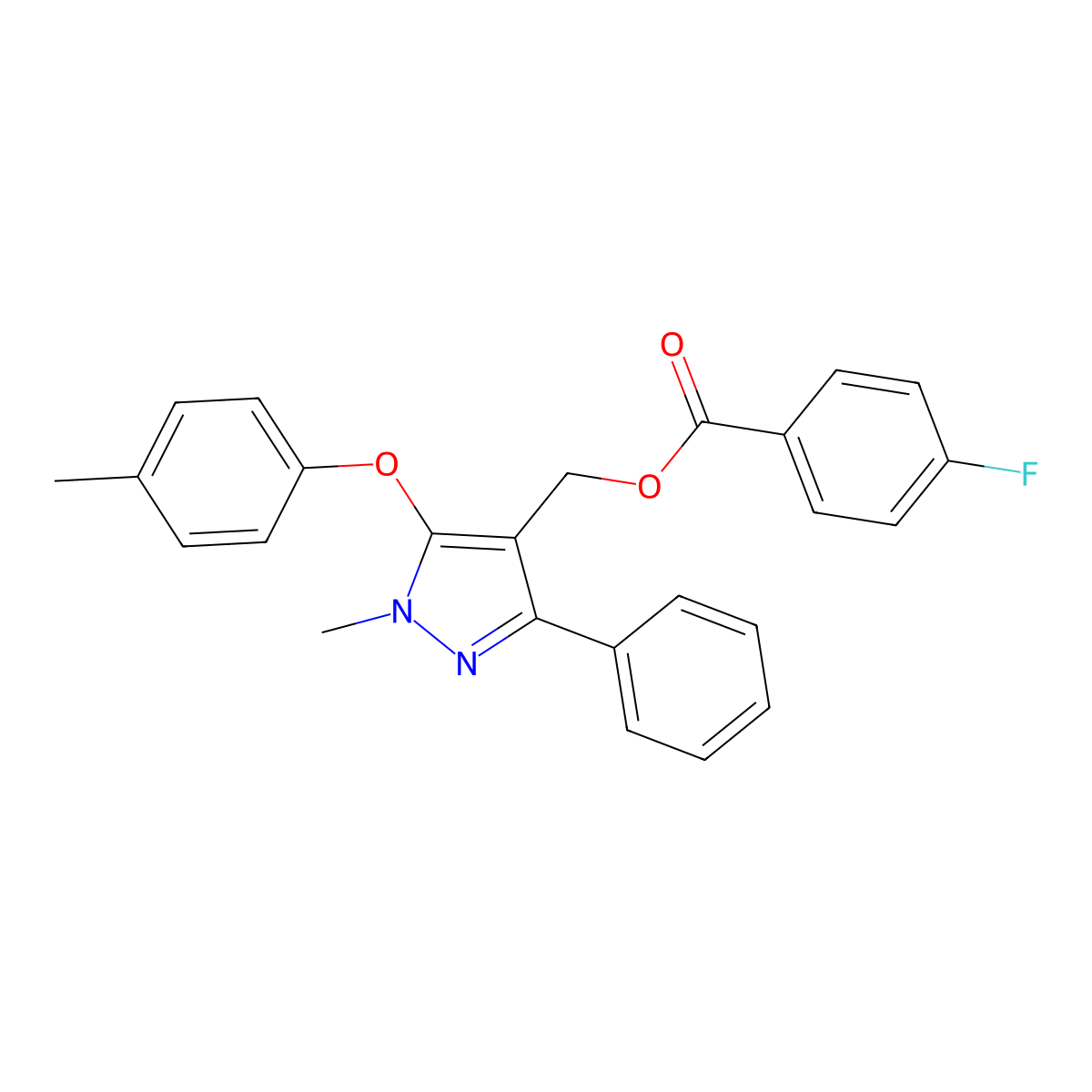 [1-methyl-5-(4-methylphenoxy)-3-phenyl-1H-pyrazol-4-yl]methyl 4-fluorobenzenecarboxylate molecular structure, CAS 318247-59-5