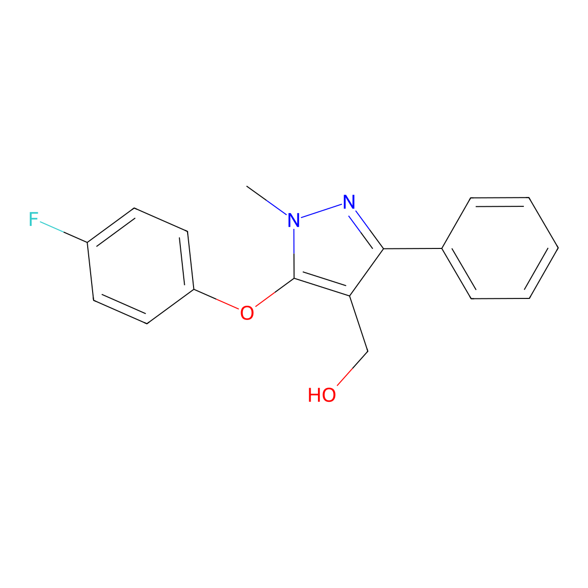 [5-(4-fluorophenoxy)-1-methyl-3-phenyl-1H-pyrazol-4-yl]methanol molecular structure, CAS 318247-67-5