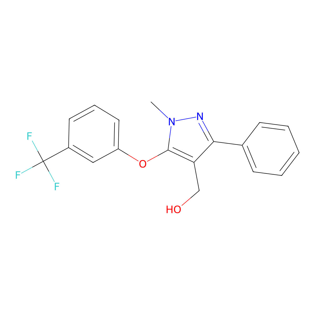 {1-methyl-3-phenyl-5-[3-(trifluoromethyl)phenoxy]-1H-pyrazol-4-yl}methanol molecular structure, CAS 318247-68-6