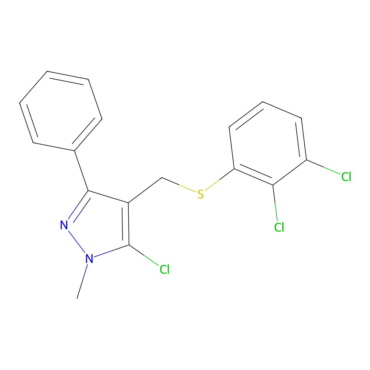 5-chloro-4-{[(2,3-dichlorophenyl)sulfanyl]methyl}-1-methyl-3-phenyl-1H-pyrazole molecular structure, CAS 318248-36-1