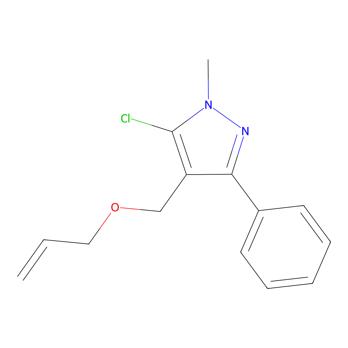 5-Chloro-1-methyl-3-phenyl-4-(prop-2-enoxymethyl)pyrazole molecular structure, CAS 318248-38-3