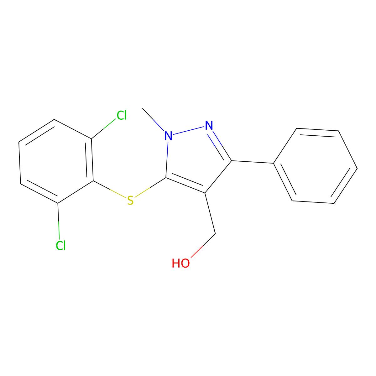{5-[(2,6-dichlorophenyl)sulfanyl]-1-methyl-3-phenyl-1H-pyrazol-4-yl}methanol molecular structure, CAS 318248-40-7