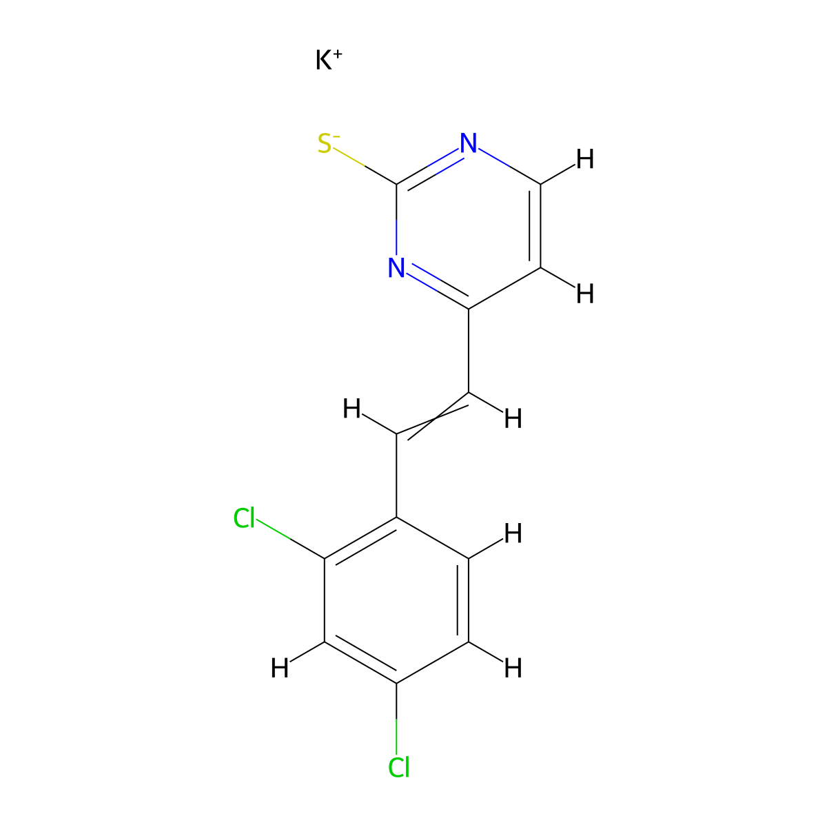 Potassium 4-(2,4-dichlorostyryl)-2-pyrimidinethiolate molecular structure, CAS 318248-62-3