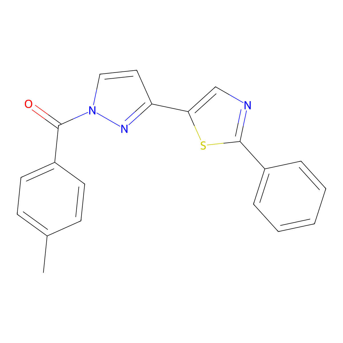 (4-Methylphenyl)(3-(2-phenyl-1,3-thiazol-5-yl)-1H-pyrazol-1-yl)methanone molecular structure, CAS 318248-77-0