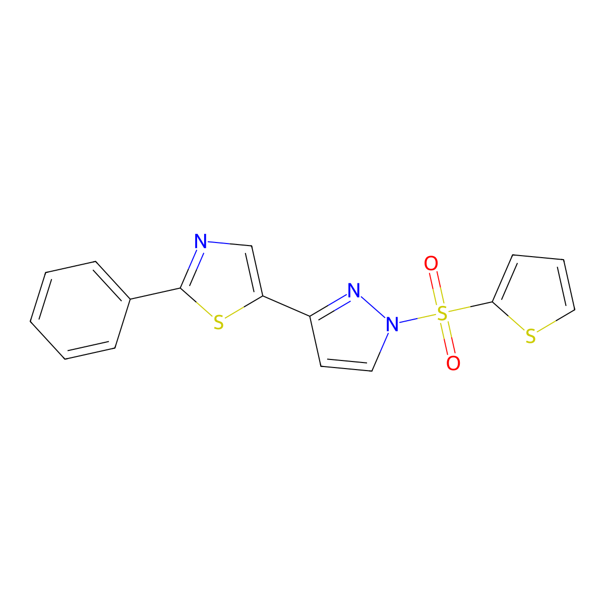 2-phenyl-5-[1-(2-thienylsulfonyl)-1H-pyrazol-3-yl]-1,3-thiazole molecular structure, CAS 318248-79-2