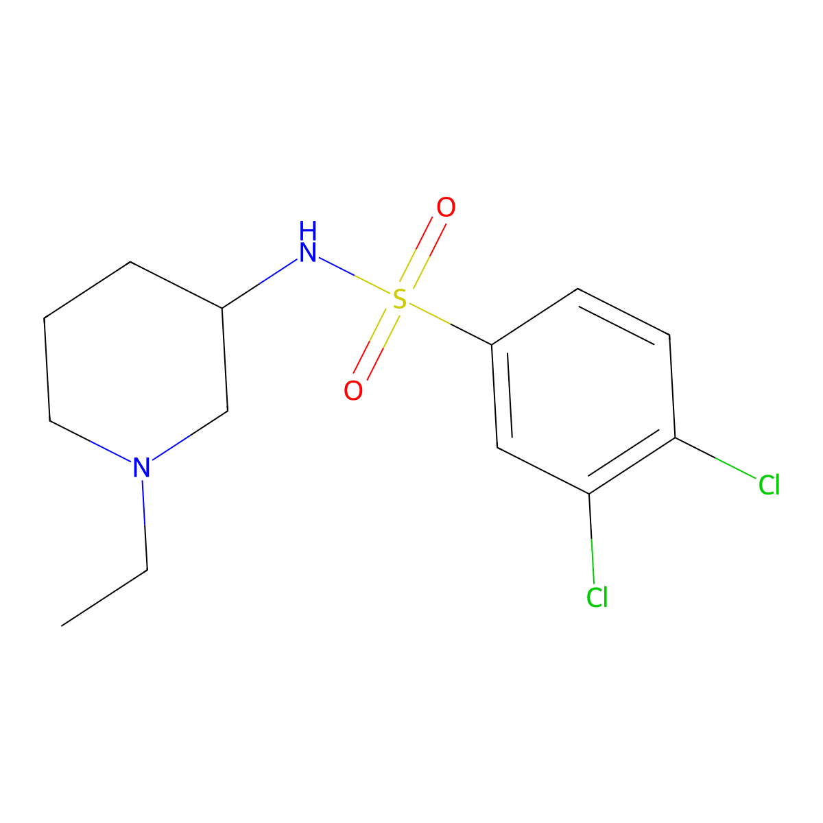 3,4-dichloro-N-(1-ethylpiperidin-3-yl)benzenesulfonamide molecular structure, CAS 318252-93-6