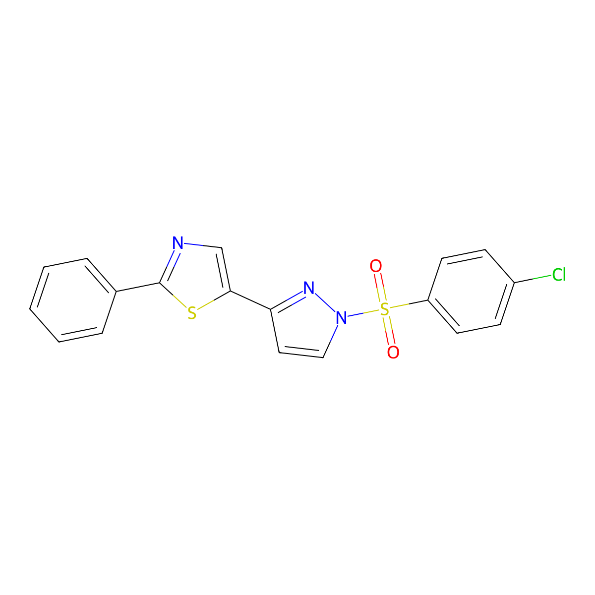 5-(1-((4-Chlorophenyl)sulfonyl)-1H-pyrazol-3-yl)-2-phenyl-1,3-thiazole molecular structure, CAS 318255-91-3