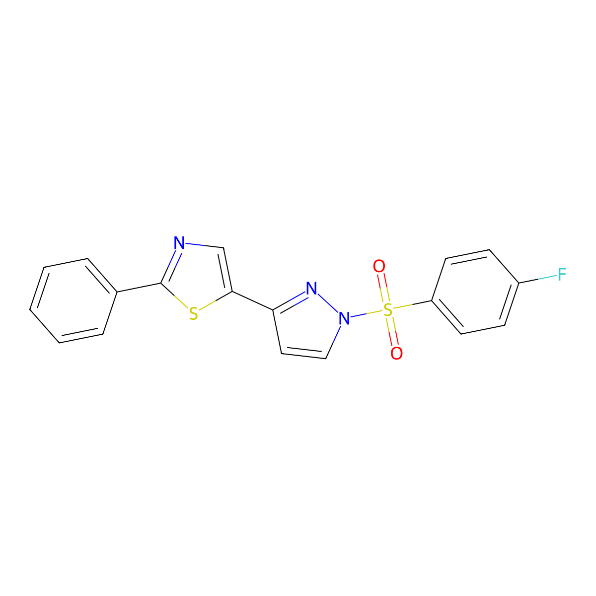 5-[1-(4-Fluorophenyl)sulfonyl-3-pyrazolyl]-2-phenylthiazole molecular structure, CAS 318255-93-5